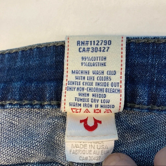 TRUE  RELIGION Sz 27 Disco Becky Big T Swarovski Crystal Distressed Jeans - Picture 10 of 14